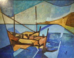 Lote 74 Juana Dorta  “Barco en Azules” // SUBASTADA