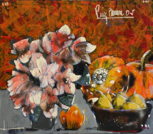 Lote 20 - Alejandro Pérez Becerra - Flores zapallo y peras" // SUBASTADA