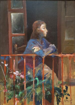 Carlos Alonso - Mujer en balcón