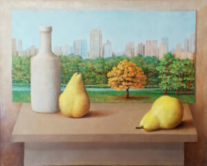 Lote 9 - Carlos Scaglione - "Bodegón con paisaje urbano"