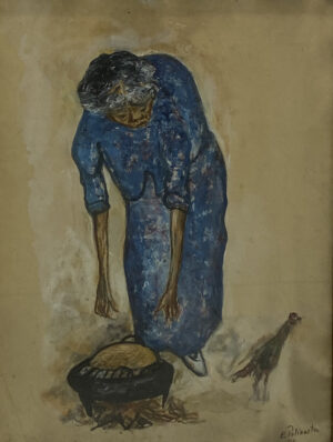 Lote 54 - Enrique Policastro  “Mujer con vestido azul”