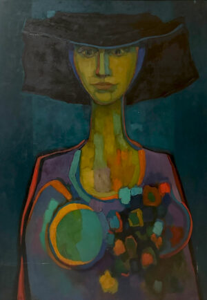 Lote 45 - Manuel Claro Betinelli  “Mujer con sombrero azul”